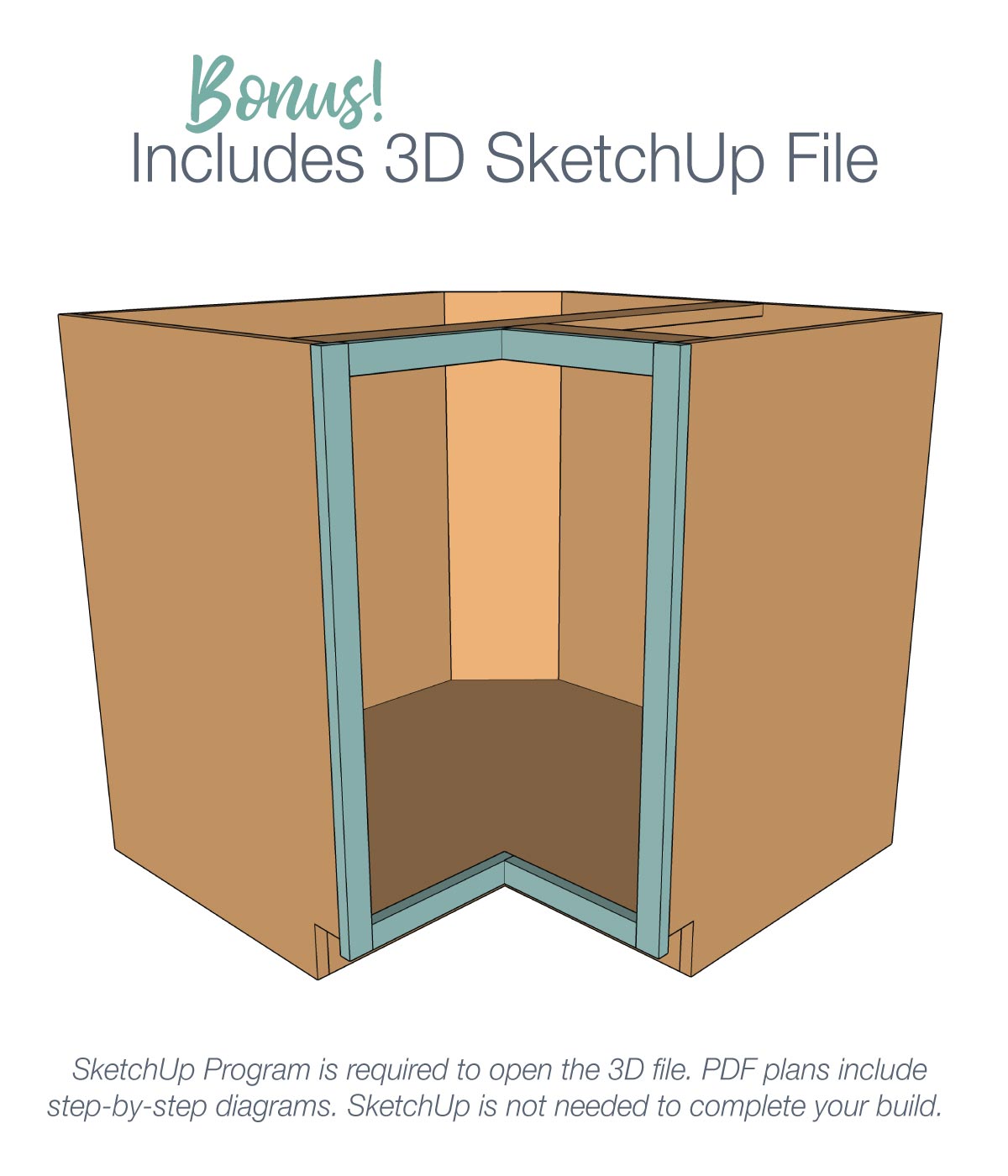 Face Frame Bifold Corner Base Cabinet Woodworking Plans