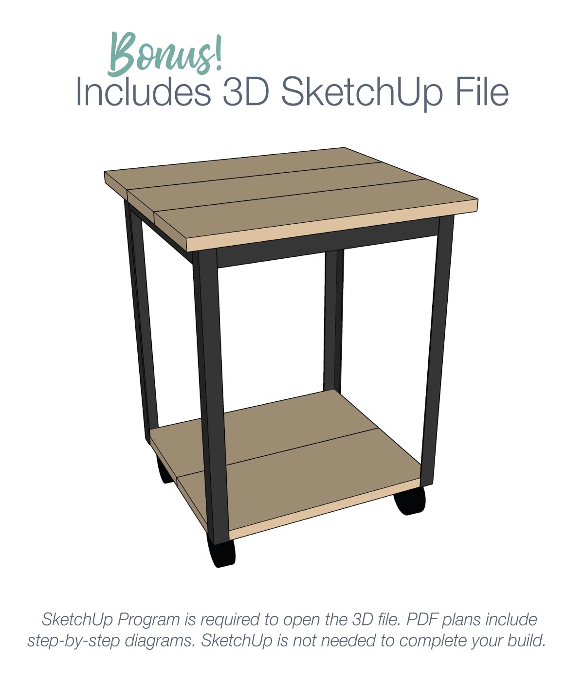 Simple Side Table with Wheels Build Plans