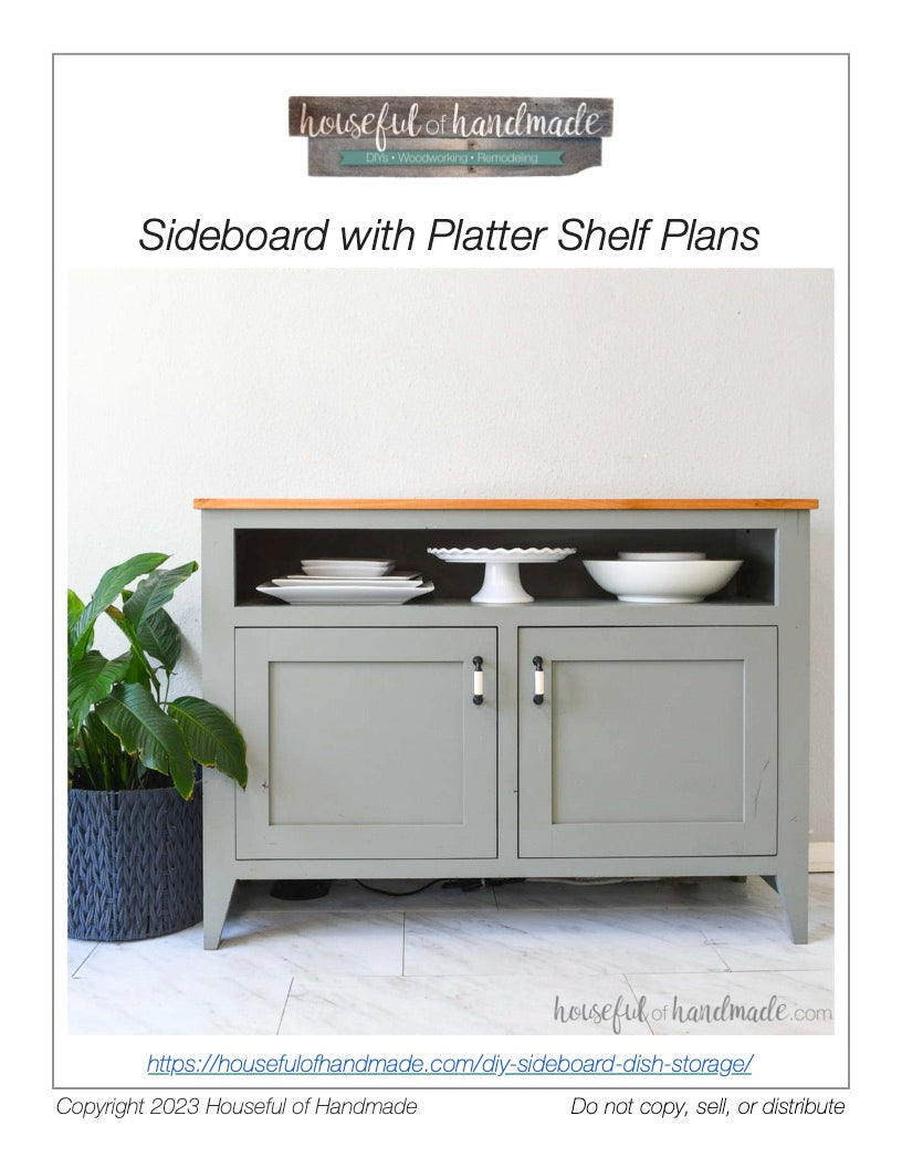 Sideboard with Platter Shelf Woodworking Plans