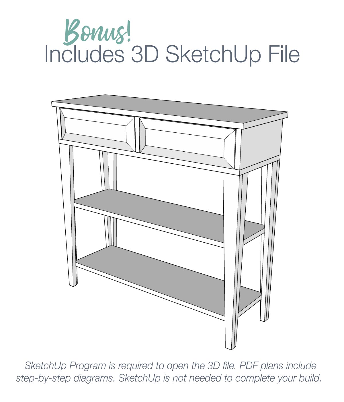 Console Table with Drawers Woodworking Plans