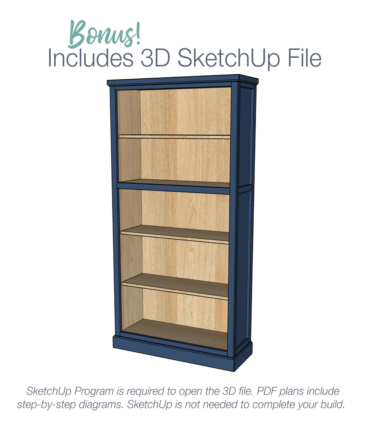 Tall Bookcase with Trim Woodworking Plans