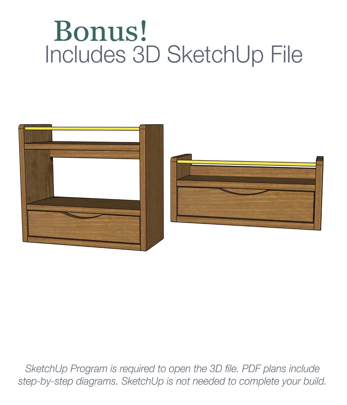 Wall Shelves with Drawers Build Plans