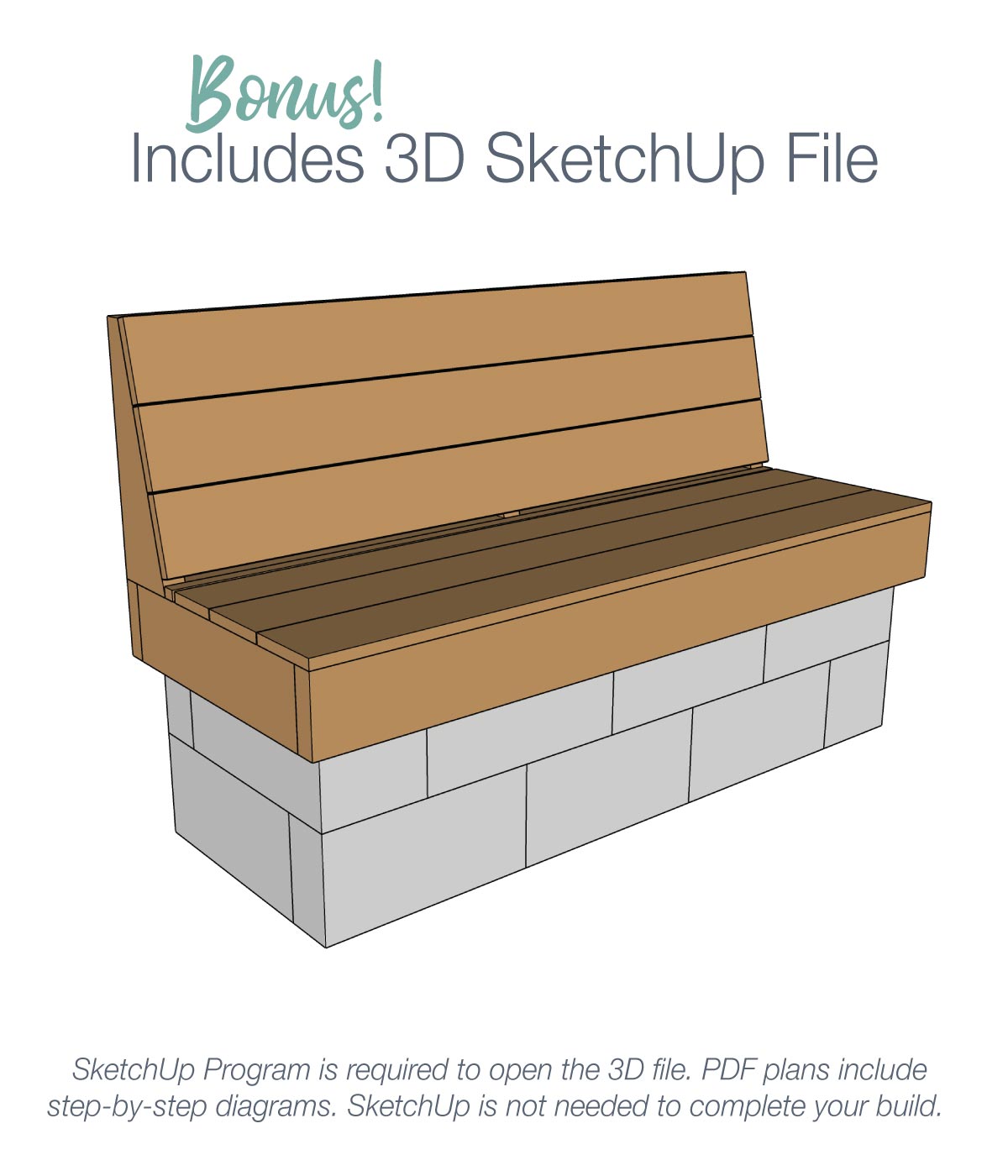 Wood & Cinder Block Outdoor Bench Woodworking Plans