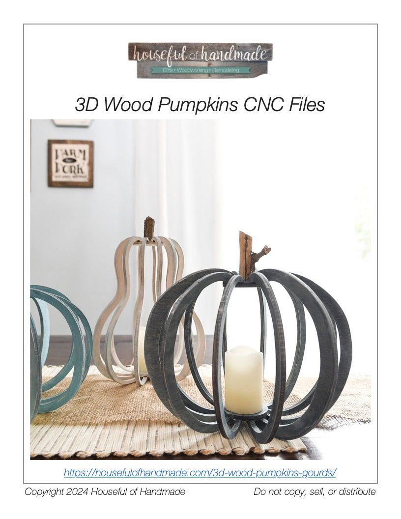3D Wood Pumpkin CNC Cut Files