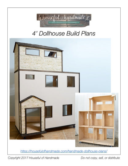 4' Dollhouse Woodworking Plans Printable PDF Build Plans