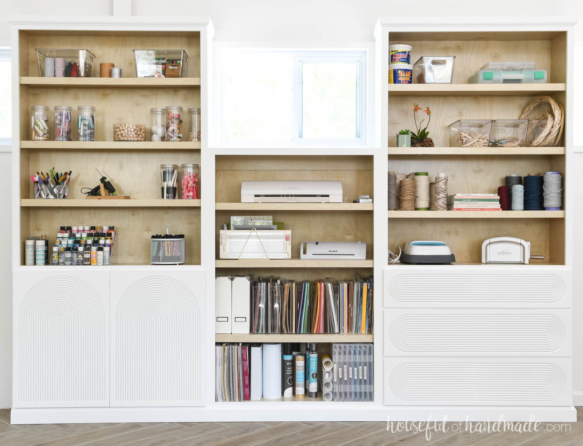 Built-in Bookcase with Lower Doors Woodworking Plans – Houseful of Handmade