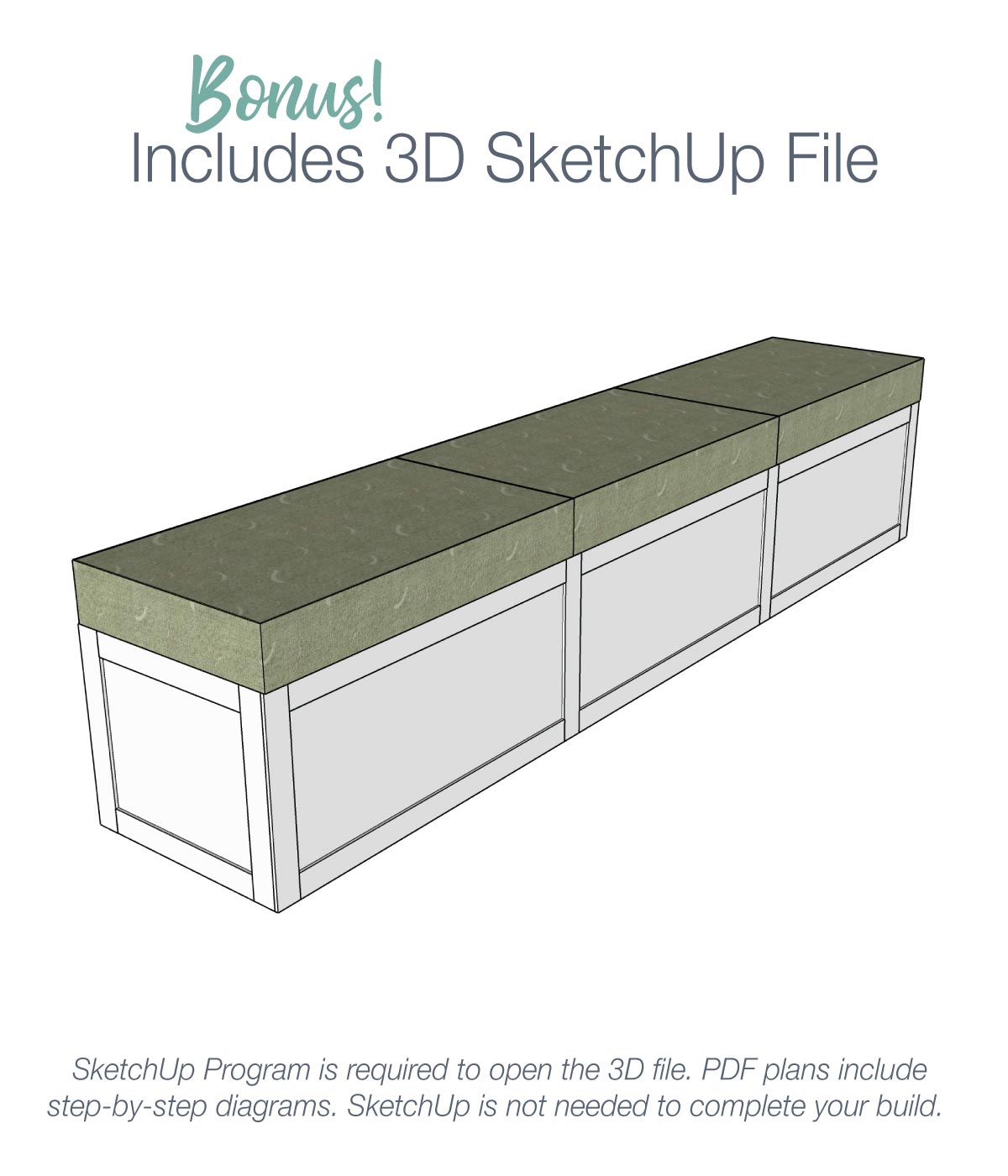 Storage Bench Drawing Built-in Storage Bench Woodworking Plans – Houseful of Handmade