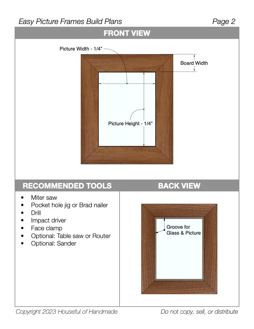 Easy Picture Frames Build Plans – Houseful of Handmade
