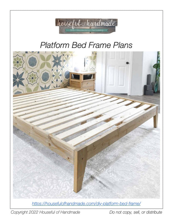 Platform Bed Frame Woodworking Plans Printable PDF Build Plans