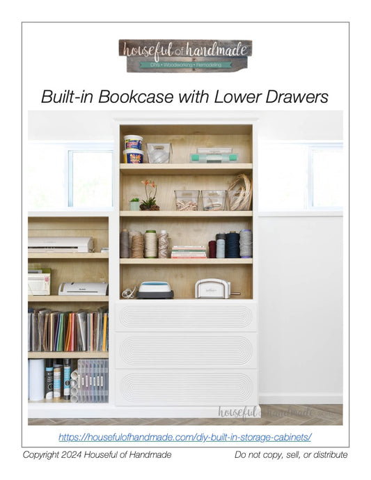 Built-in Bookcase with Lower Drawers Woodworking Plans