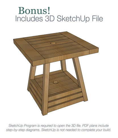 Outdoor Umbrella Side Table Woodworking Plans