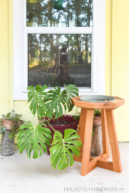 Freestanding Wood Birdbath Woodworking Plans