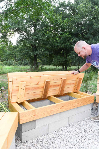 Wood & Cinder Block Outdoor Bench Woodworking Plans